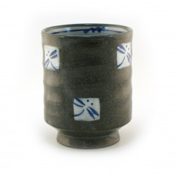 Kleine japanische Keramikplatte mit blauen Blumenmustern - BURUFURORARU