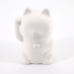 Lucky piggy bank in unglazed ceramic to paint yourself, PLANE-RIGHT, right paw cat