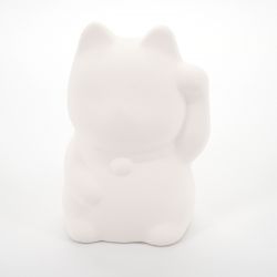 Unglazed ceramic lucky piggy bank to paint yourself, OEKAKI LEFT, left paw cat