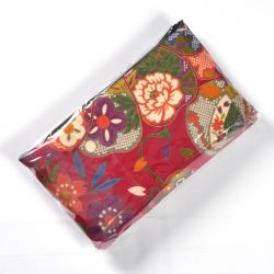 Japanese cotton bag with fabric case and mirror, 1887-3, red