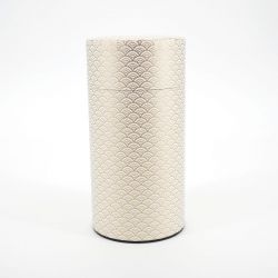 White Japanese tea box in washi paper - KIN SEIGAIHA - 200gr