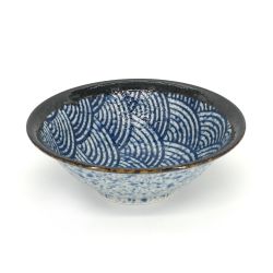 Japanese flared ceramic bowl waves - NAMI