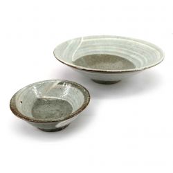 Round ceramic plate with sauce container for tempura - ENKEI