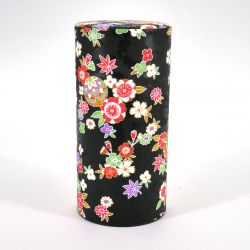 Black Japanese tea box in washi paper - HANAYOSE - 200gr