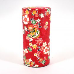Red Japanese tea box in washi paper - HANAYOSE - 200gr