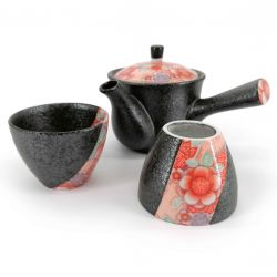 Tea set, high kyusu ceramic teapot with removable filter and 2 cups - FURORARU