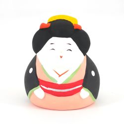 Small Japanese ceramic fortune lady ornament - OFUKUSAN -
