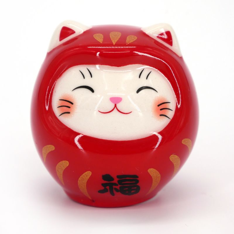 Japanese manekineko cat ornament disguised as daruma - DARUKO - 4 cm