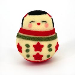 Starry okiagari kokeshi doll in chirimen fabric - OKIAGARI KOKESHI - 4 cm