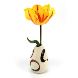Japanese soliflore vase, beige and brown circles - SAKURU