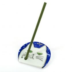 Japanese porcelain incense holder - SHIRONEKO - White Cat
