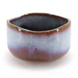 Japanese ceramic tea bowl, blues and pink shades - NYUANSU