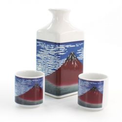 sake service 1 bottle and 2 cups, GAIFÛKAISEI, Mount Fuji
