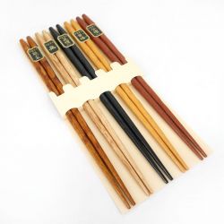Set of 5 pairs of blue Japanese chopsticks - HASHI SETO