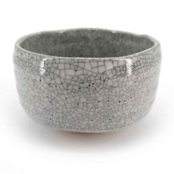 Ceramic bowl for tea ceremony, crackle enamel gray - WARETA