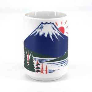 Japanese white tea cup Mount Fuji - FUJISAN
