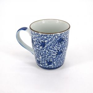 Japanese blue ceramic teacup mug MIJINKARAKUSA patterns