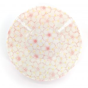 White and pink japanese ramen bowl in ceramic Ø22cm SAKURA flowers