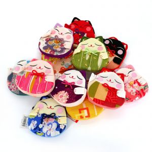 Kleine Manekineko-Tasche aus Chirimen-Stoff - CHIRIMEN MANEKINEKO- Farbe nach Wahl