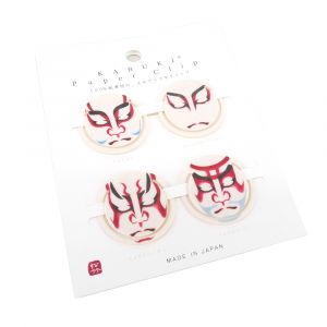 Set of 4 Japanese paper clips - PEPAKURIPPU - Kabuki