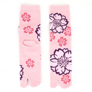 Japanese cotton tabi socks, SAKURA, pink