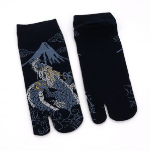 Japanische Tabi-Socken aus Baumwolle mit japanischem Drachenmuster, DORAGON, Farbe nach Wahl, 25 - 28 cm