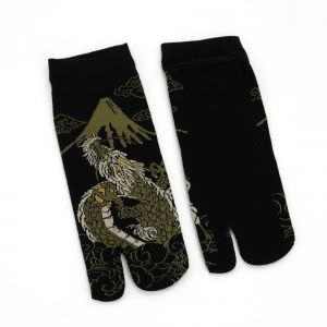Japanese tabi socks in cotton with Japanese dragon pattern, DORAGON, color of your choice, 25 - 28cm