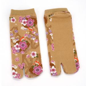 Calcetines tabi japoneses de algodón con estampado de flores de cerezo, SAKURA, color a elegir, 22 - 25 cm