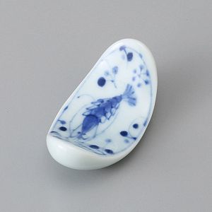 repose baguettes japonais en céramique, motif crevette, Ebi sori-gata hashioki