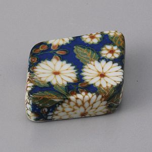 Repose baguettes japonais en céramique en forme de losange bleu chrysanthème, KIKU AO