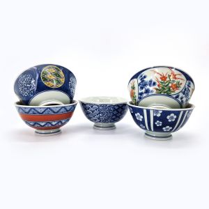 Set of 5 Japanese ceramic tea bowls - HASAMI