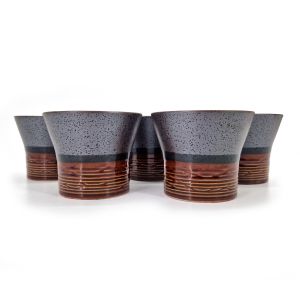 Set of 5 Japanese ceramic tea cups - TENMOKU 2
