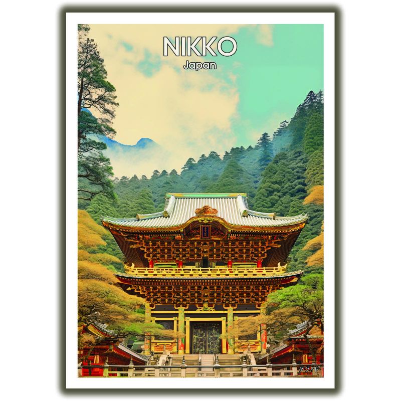 Japanese poster / illustration “NIKKO” Tōshō-gū Yomeimon Shinto shrine, by ダヴィッド