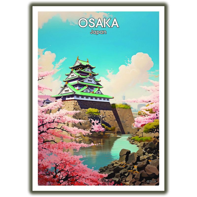 Japanese poster / illustration “OSAKA” Osaka Castle, by ダヴィッド