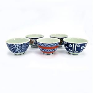 Set of 5 Japanese ceramic tea bowls - HASAMI 2