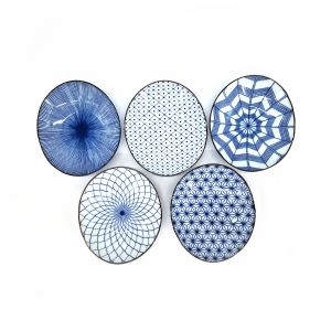 Set of 5 small oval ceramic plates - DAEN KATACHI