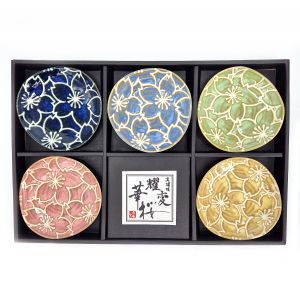Set of 5 small triangular ceramic plates - YOHENKAZAHURA