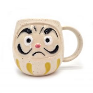 Japanese white ceramic mug - ATAMA - daruma