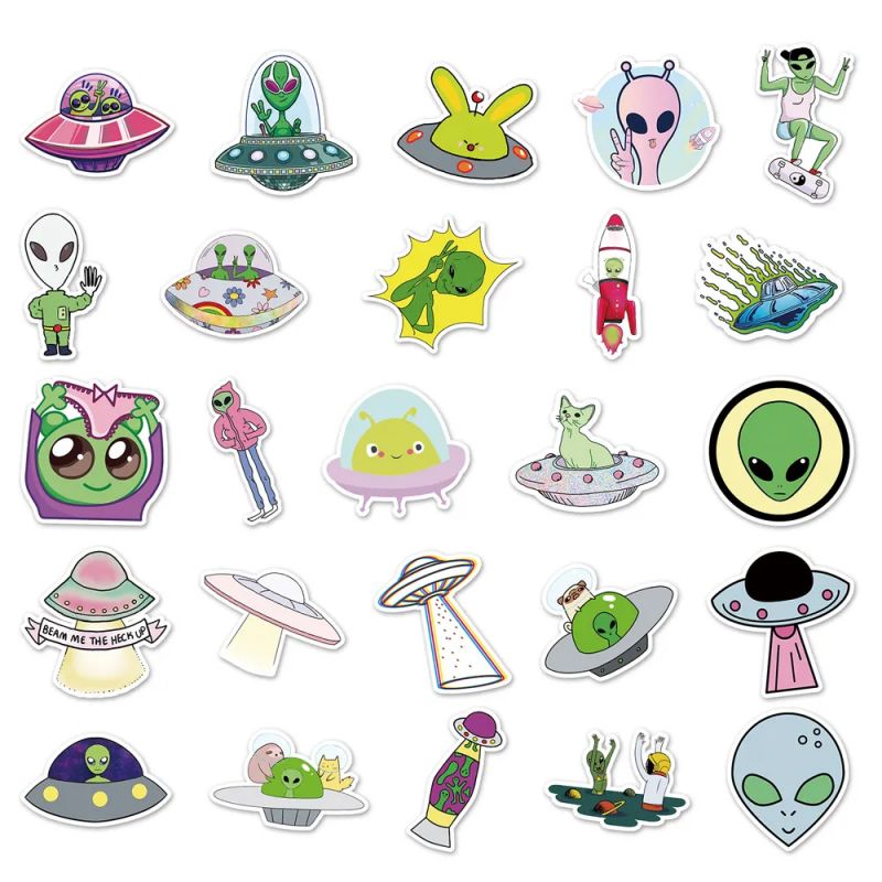 Lot de 50 auto-collants japonais,Stickers Kawaii extraterrestres-CHIKYU GAI NO
