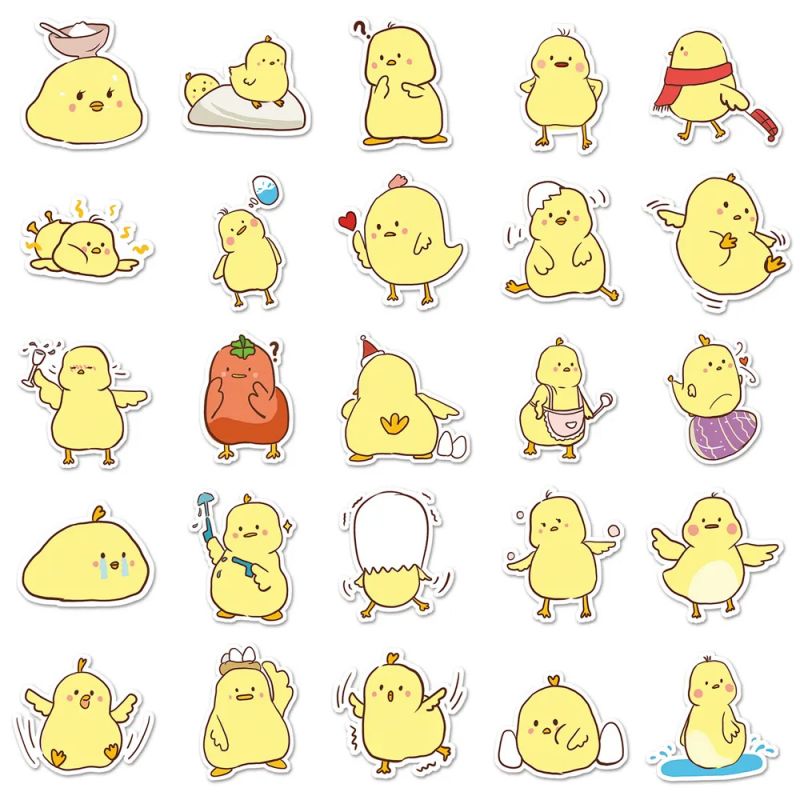 Lote de 50 pegatinas japonesas, Kawaii Canary Stickers-KANARIA