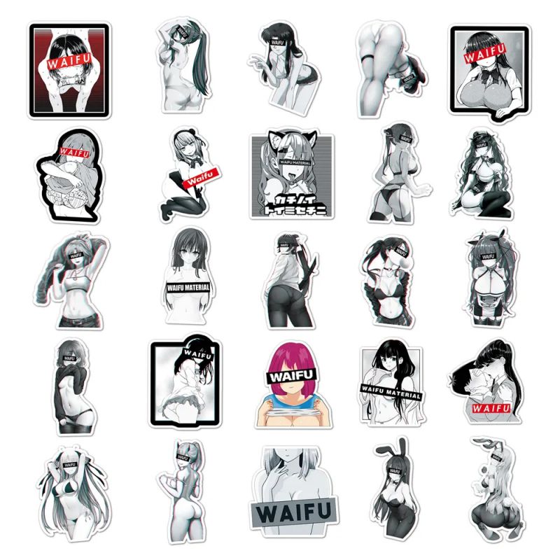 Lot of 50 Japanese stickers, Kawaii stickers-WAIFU