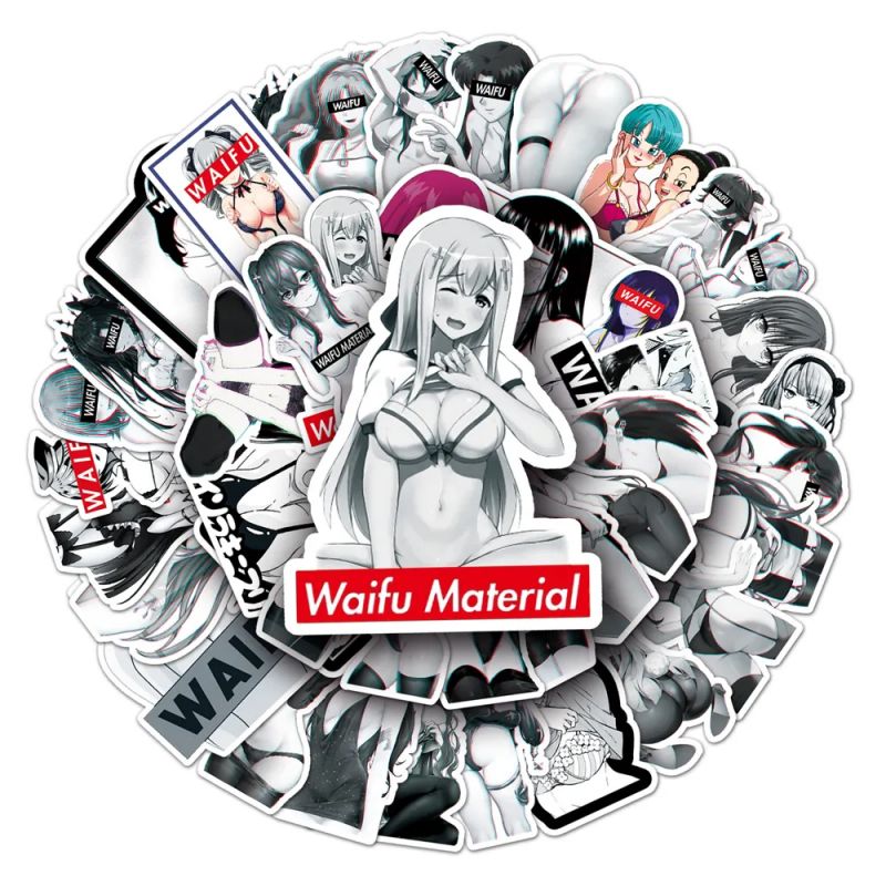 Lote de 50 stickers japoneses, stickers Kawaii-WAIFU