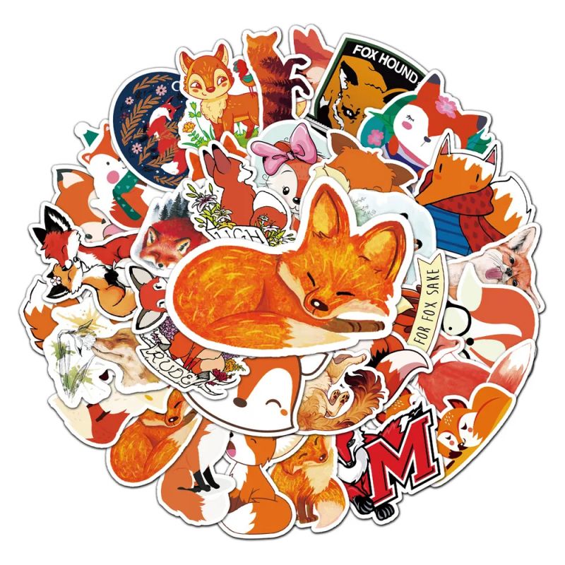 Lote de 50 pegatinas japonesas, Kawaii Fox Stickers-KITSUNE