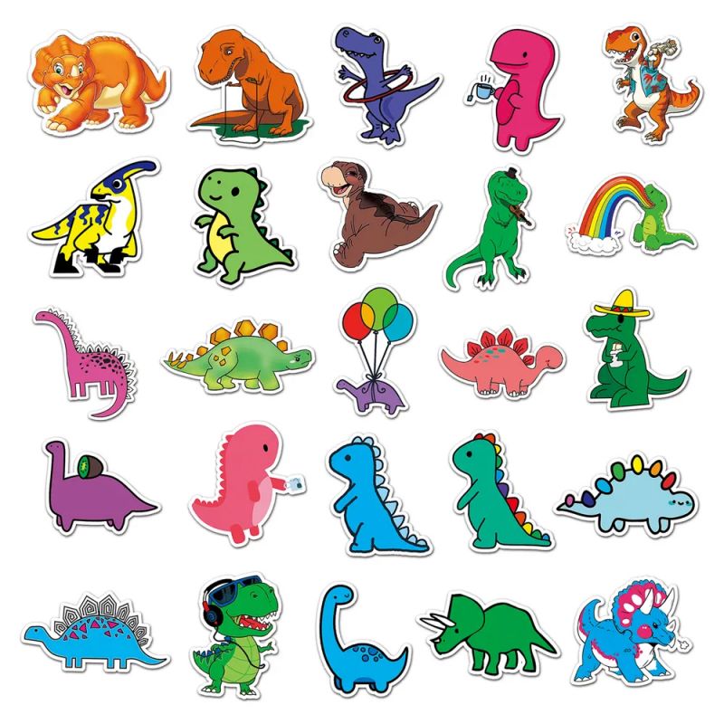 Lot de 50 autocollants japonais,Stickers Kawaii Dinosaures-KYORYU