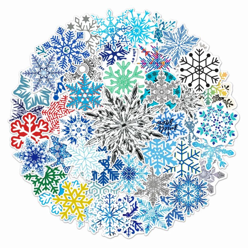Lote de 50 stickers japoneses, Kawaii Snowflakes Stickers-YUKINOKESSHO