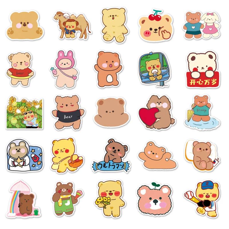 Lot of 50 Japanese stickers, Kawaii Bear stickers-KUMA