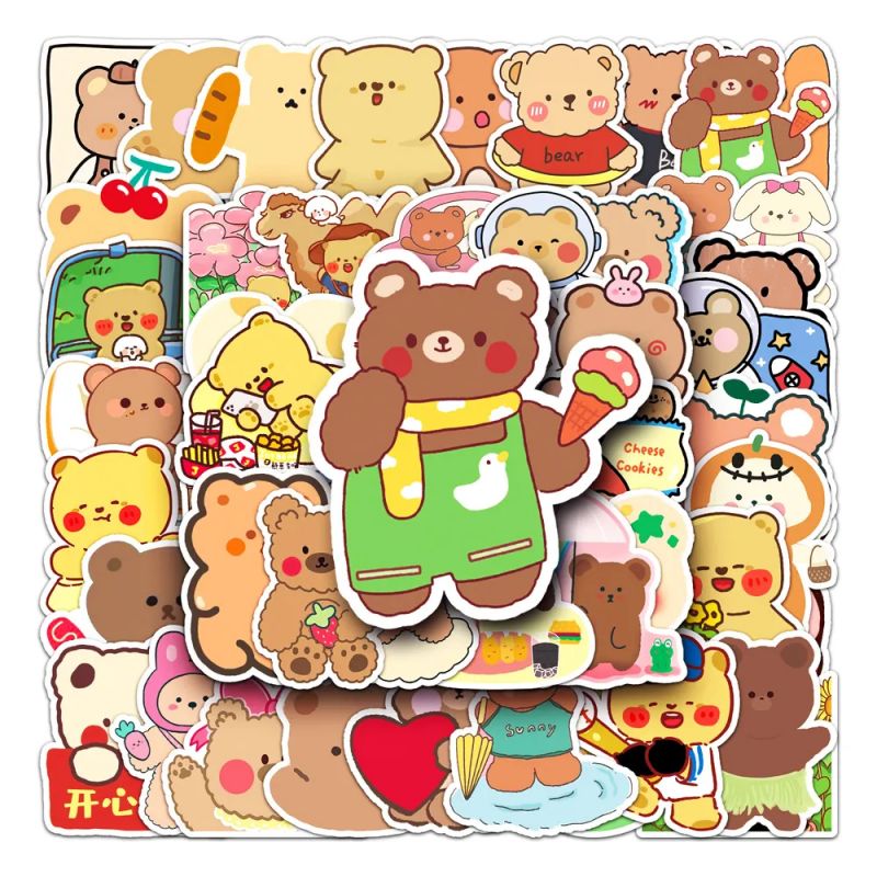 Lot of 50 Japanese stickers, Kawaii Bear stickers-KUMA