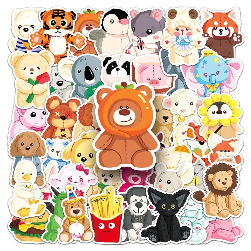 Lote de 50 pegatinas japonesas, Kawaii Plush Stickers-NUIGURUMI