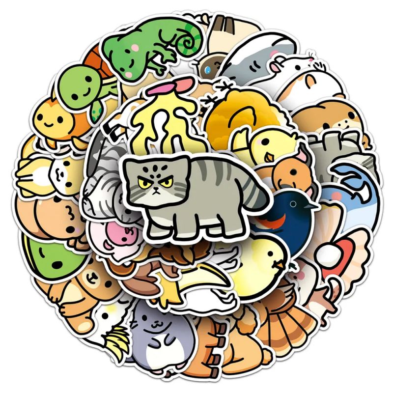 Lote de 50 stickers japoneses, Kawaii Animal Stickers 2-DOBUTSU 2