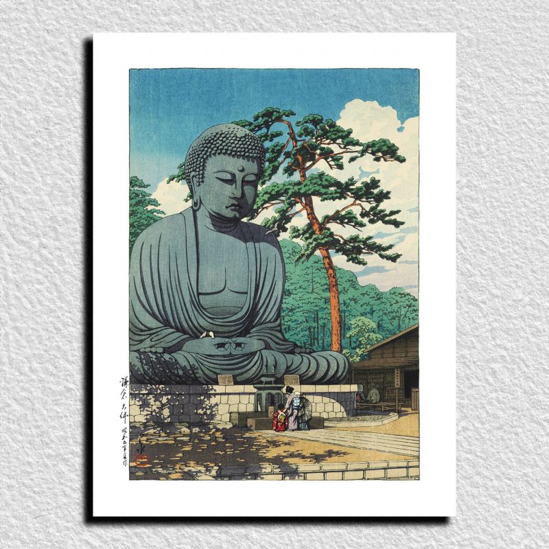 Print reproduction of Kawase Hasui, The Great Bouda daibustsu of Kamakura
